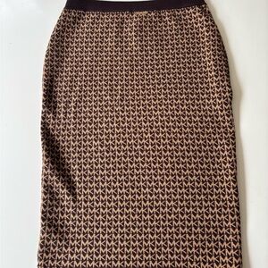Michael Kors Black and Tan Patterned Pencil Skirt